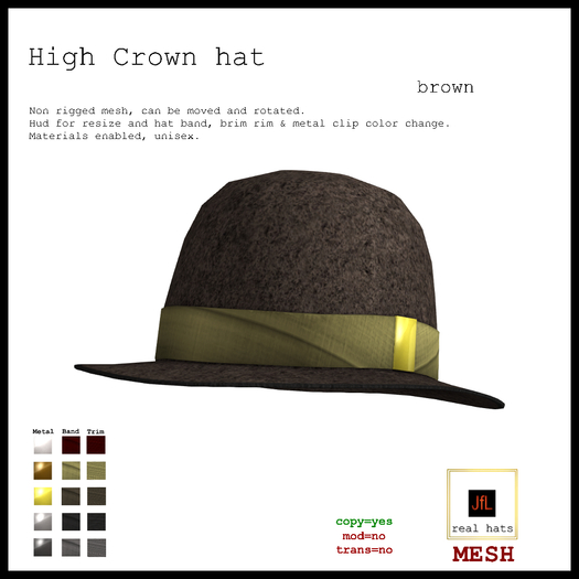 JfL High Crown hat_brown _BOXED