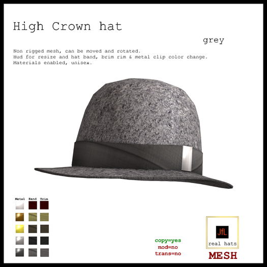 JfL High Crown hat_grey _BOXED