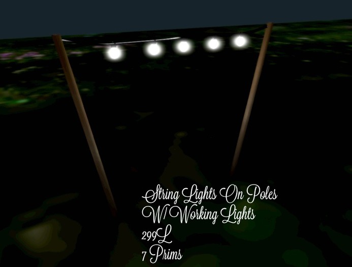 Stringed Pole Lights W/ Working Light Bulbs