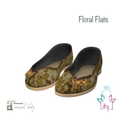 [ity.] China Floral Flats Gold