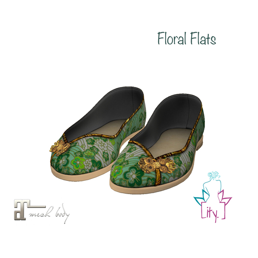 [ity.] China Floral Flats Green