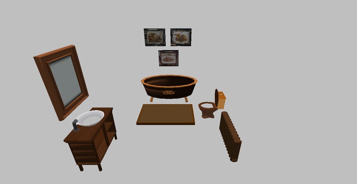 Steampunk Dollhouse Linked Bathroom Set