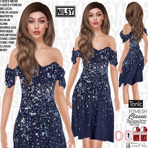 GLITTERED OFFSHOULDER DRESS,ALL BODIES