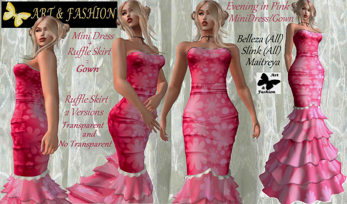 ART & FASHION - EVENING IN PINK GOWN