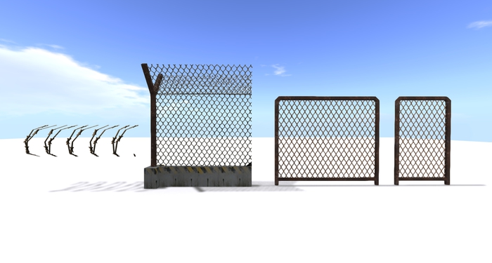 Barbed wire fence set v3 Mesh