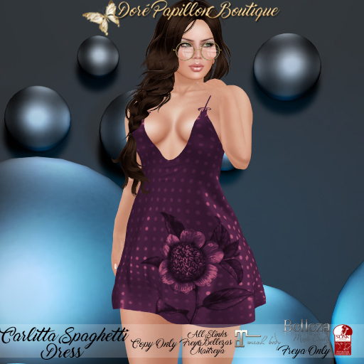 DPB Carlitta Spaghetti Dress - Sunflwr Wine  *Maitreya, Hourglass, Physique & Freya*