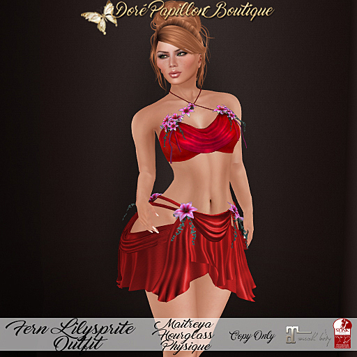 DPB Fern Lilysprite Outfit - Red * Maitreya, Hourglass, & Physique*