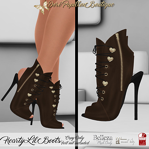 DPB Hearty Lil Boots - Chocolate * Maitreya, Slink & Belleza*