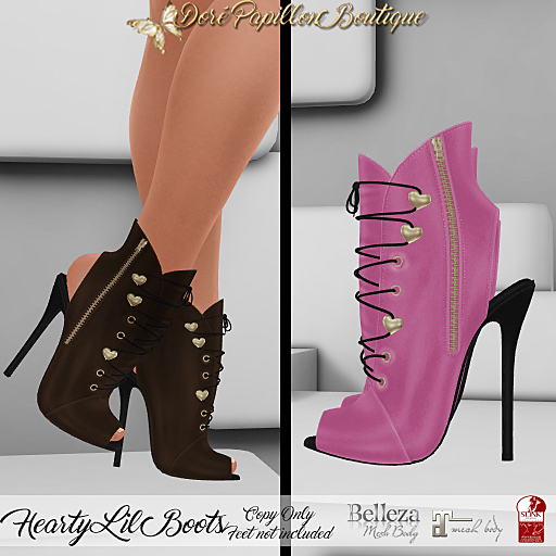 DPB Hearty Lil Boots - Pink * Maitreya, Slink & Belleza*