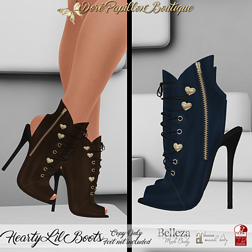 DPB Hearty Lil Boots - Navy * Maitreya, Slink & Belleza*