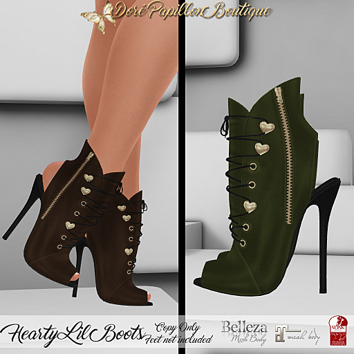 DPB Hearty Lil Boots - Green * Maitreya, Slink & Belleza*