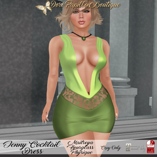 DPB Jenny Cocktail Dress - Lime & Green * Maitreya, Hourglass, & Physique *