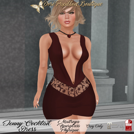 DPB Jenny Cocktail Dress - Burgundy & Wine * Maitreya, Hourglass, & Physique *