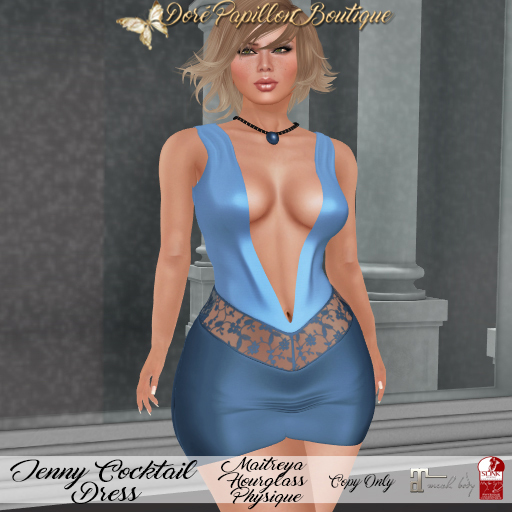DPB Jenny Cocktail Dress - Blue & Navy * Maitreya, Hourglass, & Physique *