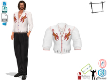 Dae Obj FBX Men's Italian Mexican Elvis Style Open Chest Tucked In Mafia Shirt With Necklace