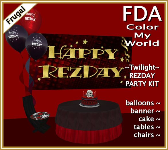 ~FDA~ FRUGAL ~ Twilight Goth RezDay Party Kit