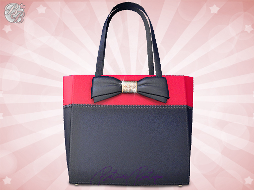 Navy Red Bow Bag