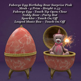 Faberge Egg Birthday Bear Surprise Pink