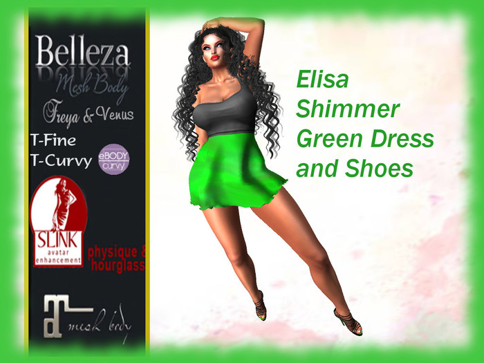 *TA* Elisa Shimmer Green Dress and Shoes