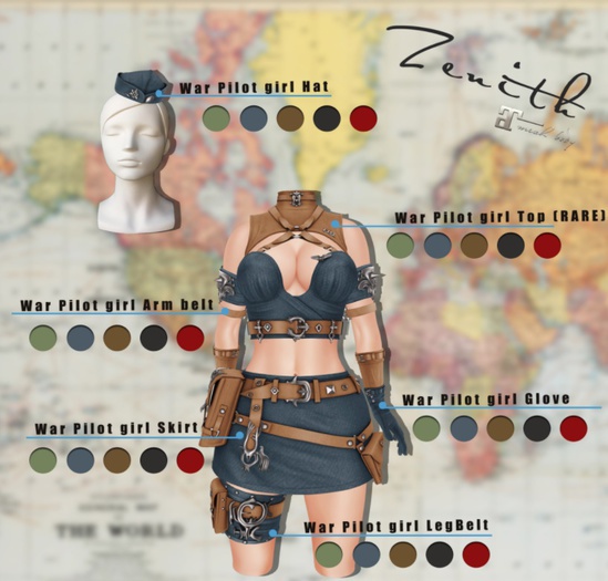 =Zenith=War Pilot girl Hat (Khaki)