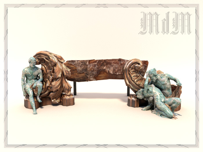 Andirons Rocaille - Brass and Amazonite