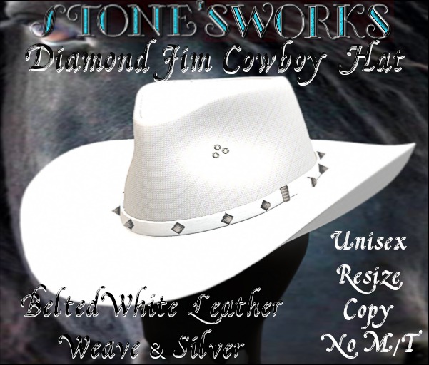 Diamond Jim CB Hat Winter White Leather Stone's Works