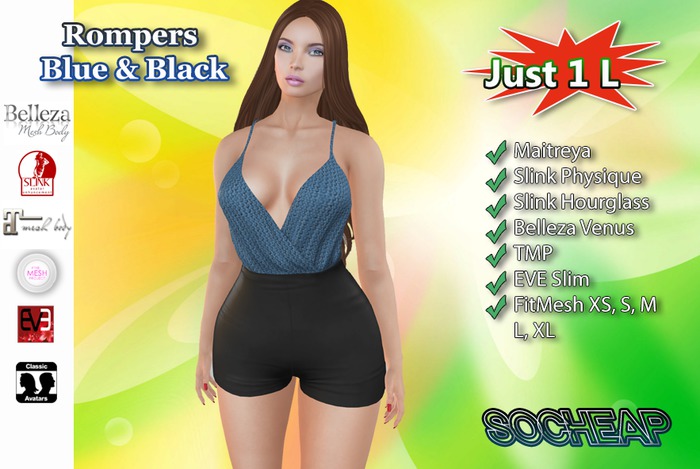 .:$oCheap:. Rompers - Blue & Black