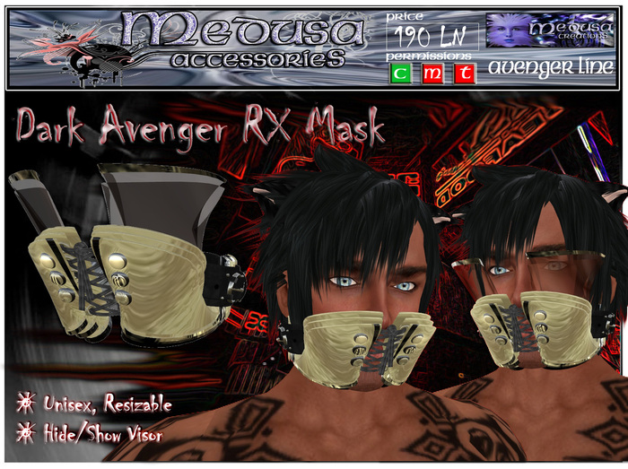 ~ Medusa Accessories ~ Dark Avenger RX Mask (Boxed)