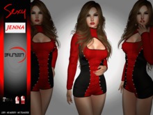 Brunsen! Jenna Sexy Suit Leather Red Black + Shoes