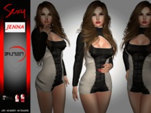 Brunsen! Jenna Sexy Suit Leather Black White + Shoes