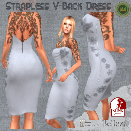 RWD - Strapless V-Back Dress - White