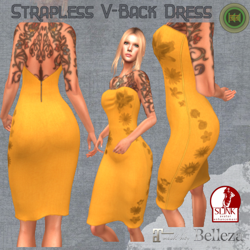 RWD - Strapless V-Back Dress - Sunny Yellow