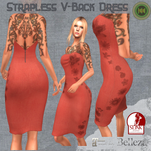 RWD - Strapless V-Back Dress - Peach