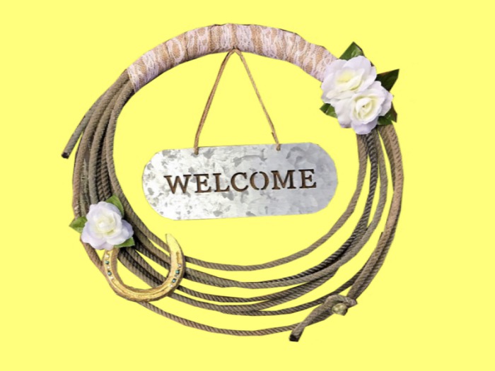 WESTERN WALL ART DECOR Rope/Horseshoe WELCOME Hanging Country Home Design 3D DECAL Style on 1 Transparent PRIM Copy/Mod