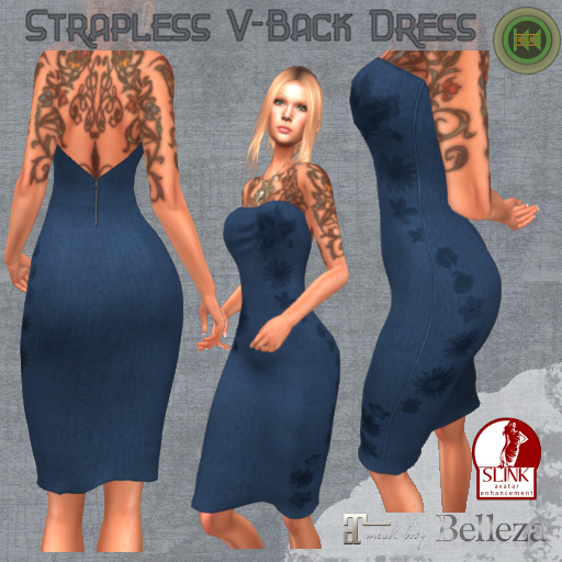 RWD - Strapless V-Back Dress - Blue