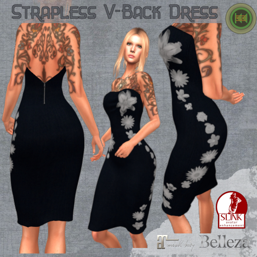 RWD - Strapless V-Back Dress - Black