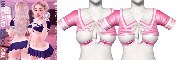 Rebelpill - Unbehaved School Girl Top and Bra Doll Pink