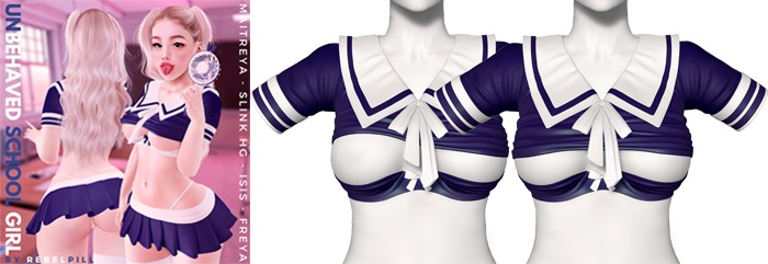 Rebelpill - Unbehaved School Girl Top and Bra Sailor Blue