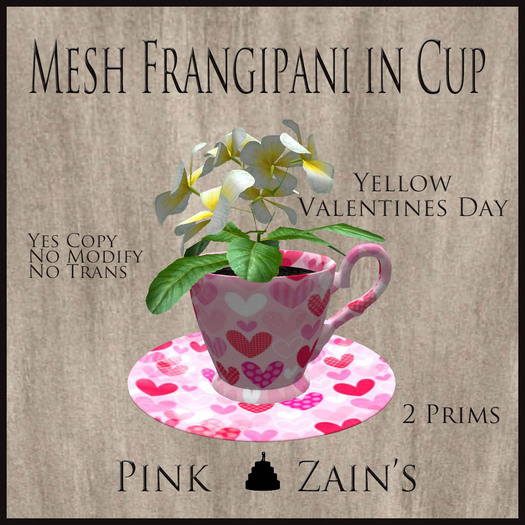 Mesh Frangipani in Cup - Yellow - Valentines Day [BOXED]