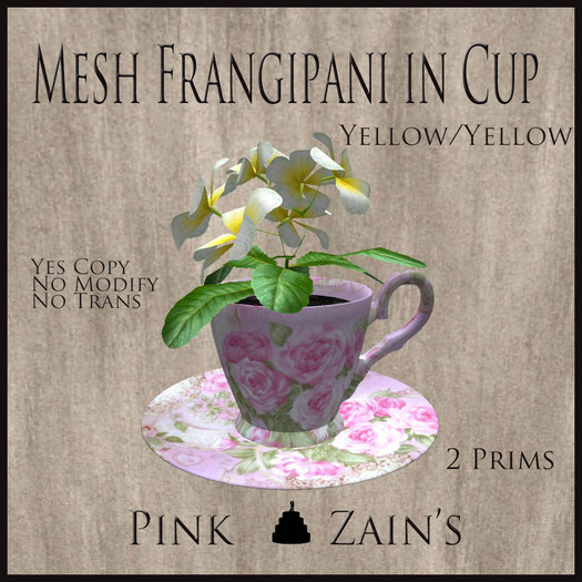 Mesh Frangipani in Cup - Yellow - Pink2 [BOXED]