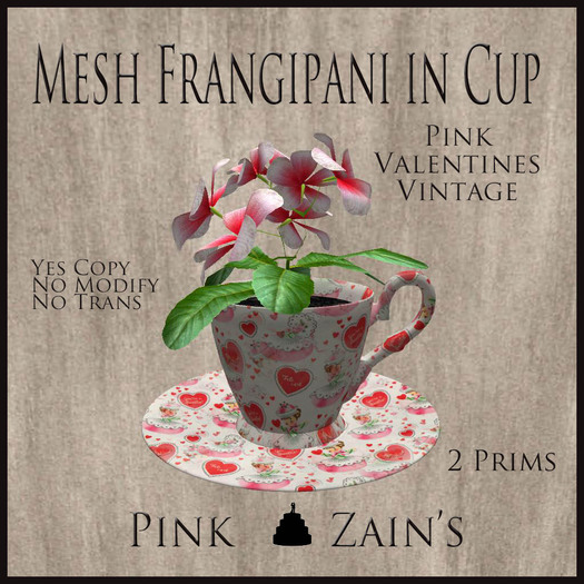Mesh Frangipani in Cup - Pink Valentines Vintage [BOXED]