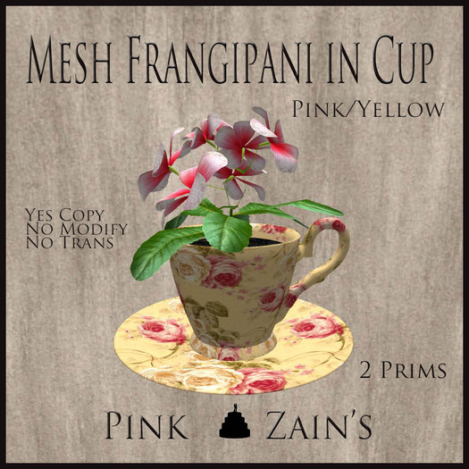 Mesh Frangipani in Cup - Pink - Yellow [BOXED]