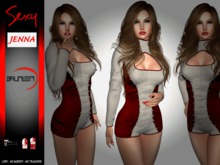 Brunsen! Jenna Sexy Suit Leather White Red + Shoes