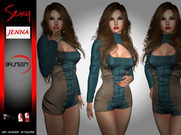 Brunsen! Jenna Sexy Suit Leather Blue + Shoes