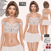 OFFSHOULDER CROPPED LACE TOP AND SKIRT