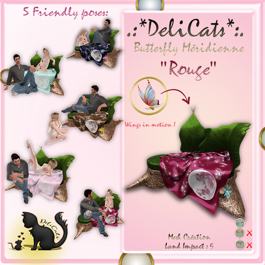*-DeliCats-* Butterfly Meridienne Pt "Rouge" (Wear & Touch)