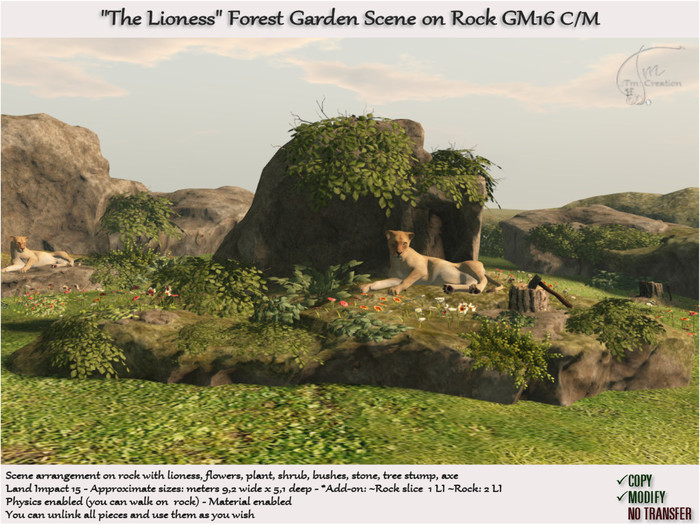 The Lioness Forest Garden scene on rock walkable GM16