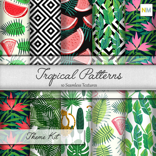 Tropical Map Texture Second Life Marketplace - Tropical Patterns Theme Kit 10 Seamless ...