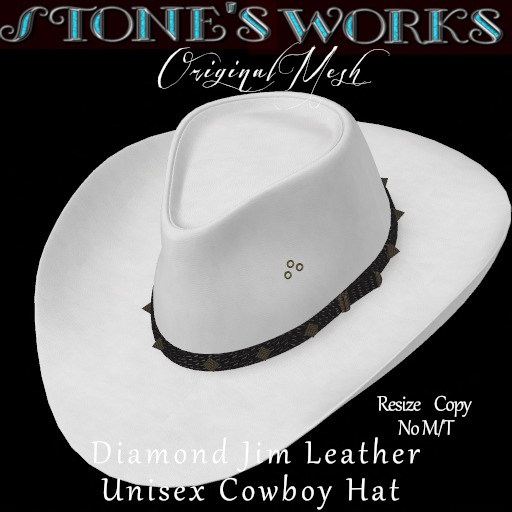 Diamond Jim Wht Leather Stone's Works