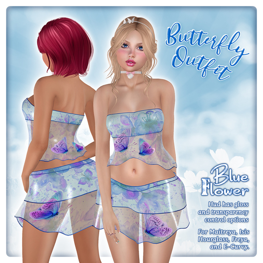 Blue Flower - Butterfly Outfit - Blue